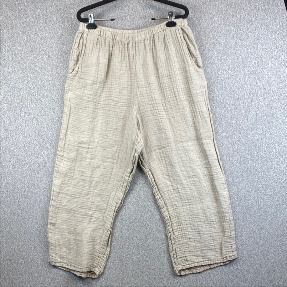 Flax Pull On Organic Linen Pants Medium Tan